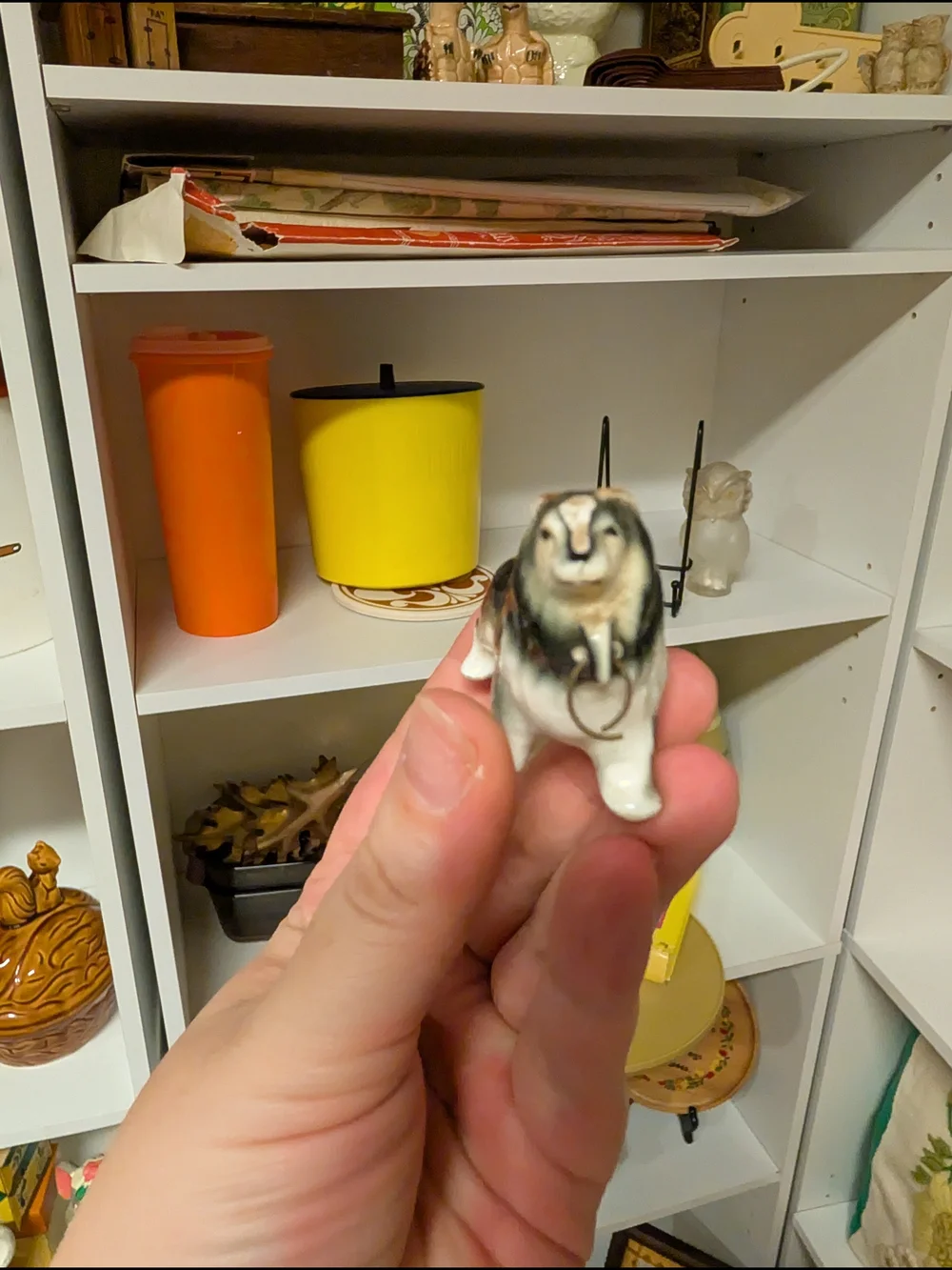 Vintage Bone China Australian Sheperd Figurine - Black & White